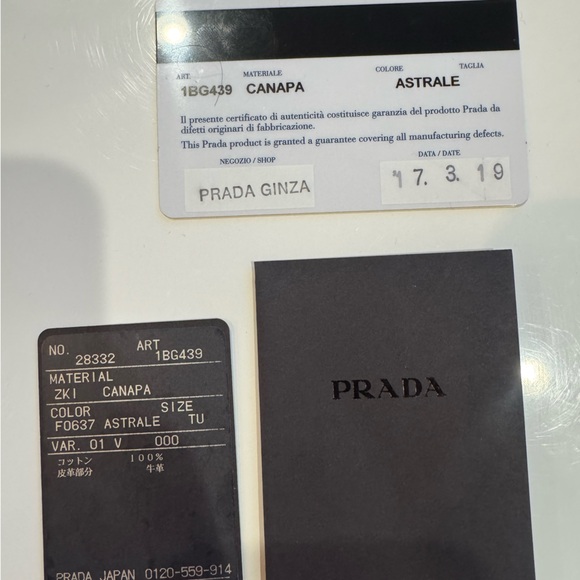 *SOLD*PRADA Canapa Small Tote With Original Cards of Authencity and Dust Bag. - Picture 3 of 14
